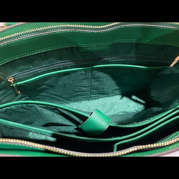 SALE Tory Burch Large Laptop Tote Green - Picture 7 of 8
